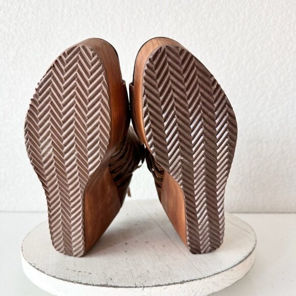 Lane Boots BECCA Womens Brown Wedges Sz 10 Western Style Sandals Cowgirl 4" Heel - Picture 9 of 12